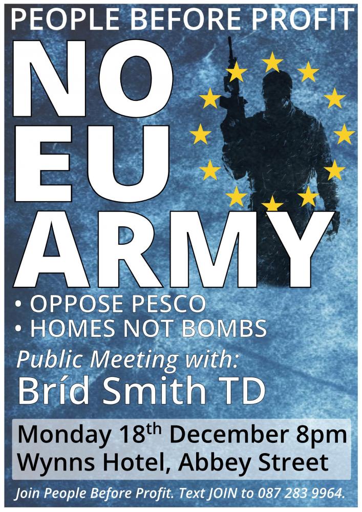 Public Meeting No EU Army Stop PESCO